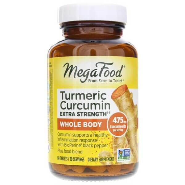 Megafood Turmeric Curcumin Extra Strength Whole Body 60 Tabs.